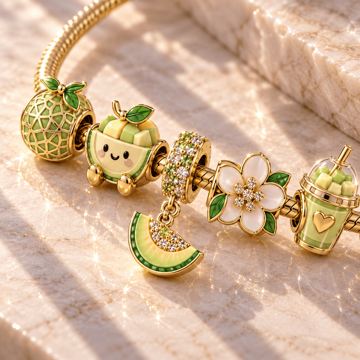 MELON Gold Charm Bracelet Set TTN