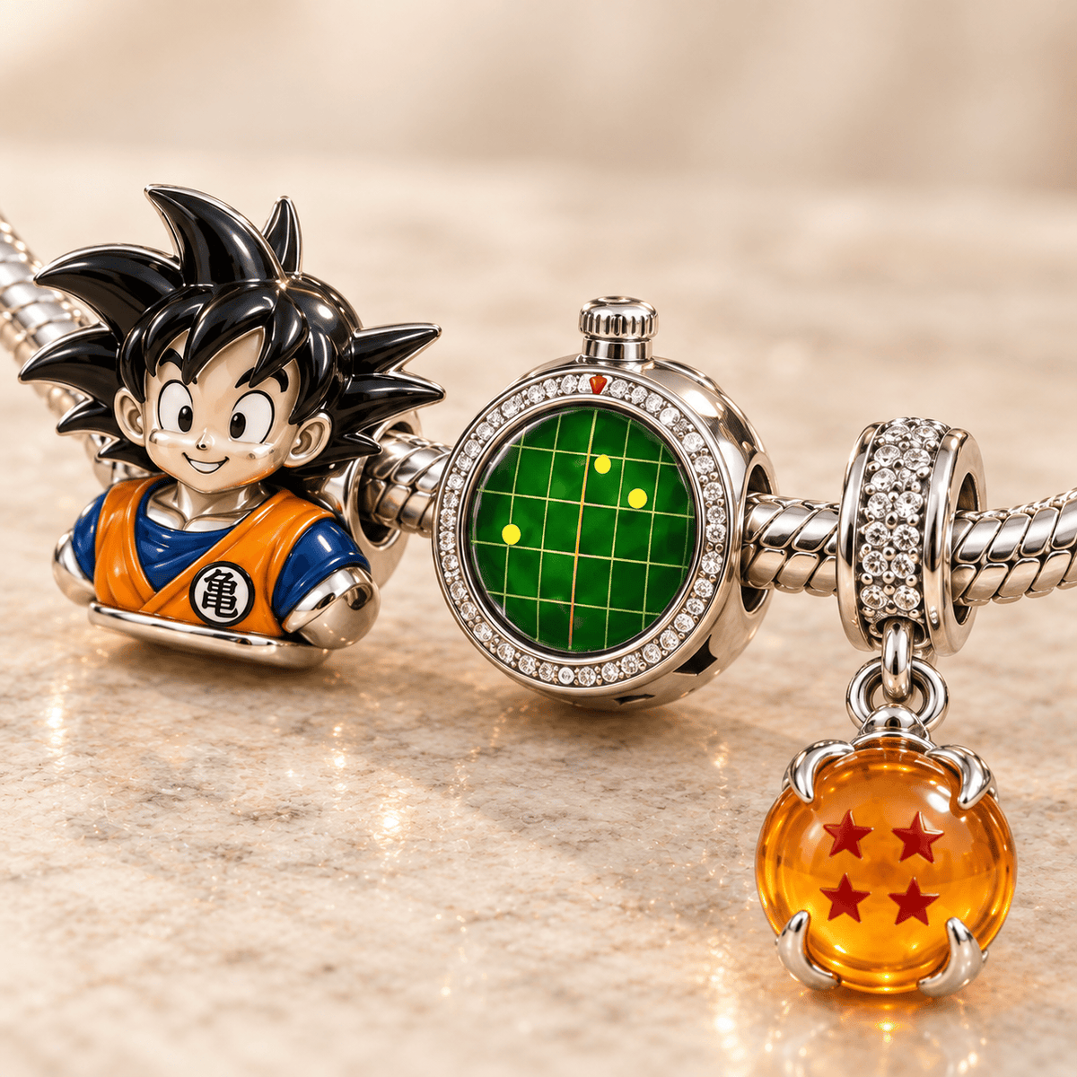 DRGB Silver Charm Bracelet Set PTKL