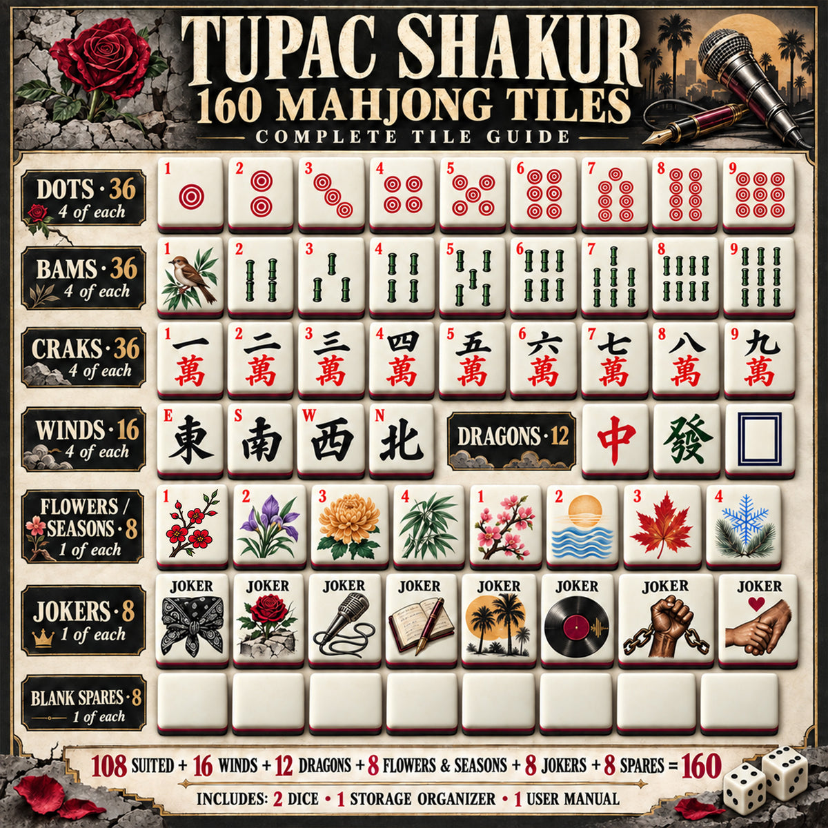 Premium TSK Mahjong Tiles Set PVNA