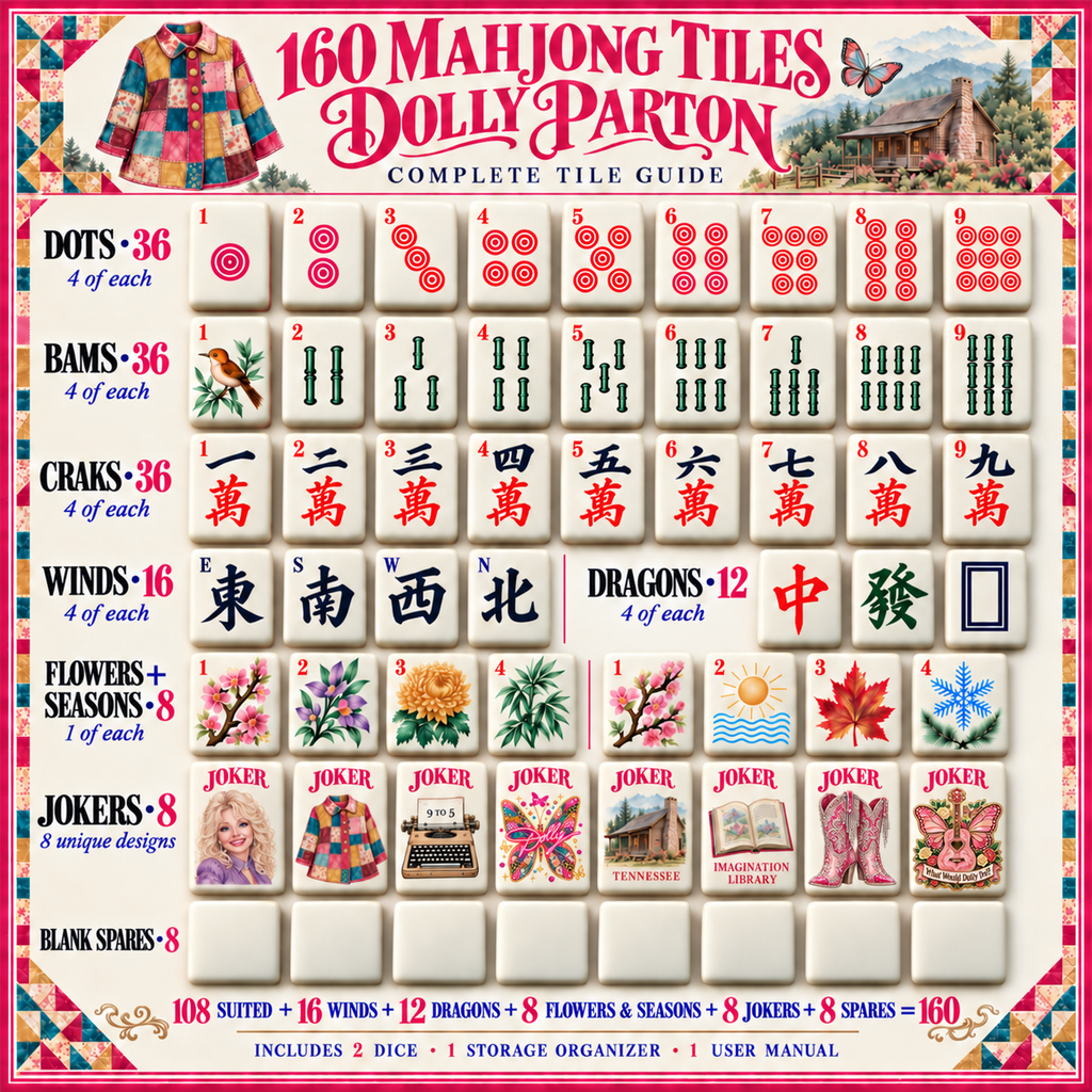 Premium DLPT Mahjong Tiles Set TTMH